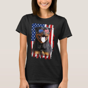 Rottweiler Dog American Flag 4 juli Ondedig T-shirt