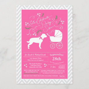 Rottweiler Dog Baby shower Roze meisje Rottie Kaart