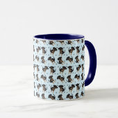 Rottweiler Dog Bone Paw Print Pattern Blue Mok (Voorkant rechts)