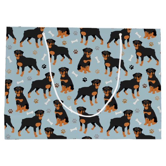 Rottweiler Dog Bones and Paws Groot Cadeauzakje (Achterkant)