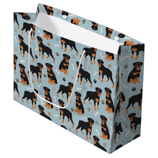 Rottweiler Dog Bones and Paws Groot Cadeauzakje (Voorkant Gekanteld)