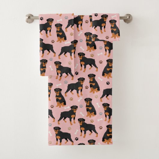 Rottweiler Dog-Botten en Paws Bath Towel Set Bad Handdoek (Insitu)
