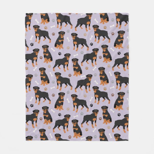 Rottweiler Dog Botten en Paws Fleece Blanket (Voorkant)
