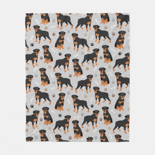 Rottweiler Dog Botten en Paws Fleece Blanket Deken (Voorkant)
