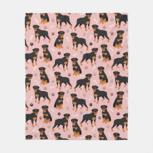 Rottweiler Dog Botten en Paws Fleece Blanket Deken
