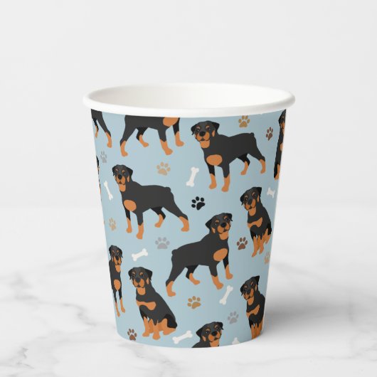 Rottweiler Dog-Botten en -poten Papieren Bekers (Achterkant)