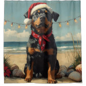 Rottweiler Dog Christmas  Beach Douchegordijn (Voorkant)