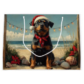 Rottweiler Dog Christmas  Beach Groot Cadeauzakje (Voorkant)