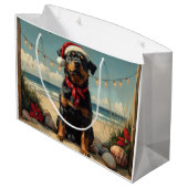Rottweiler Dog Christmas  Beach Groot Cadeauzakje (Achterkant Gekanteld)