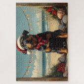 Rottweiler Dog Christmas  Beach Legpuzzel (Verticaal)