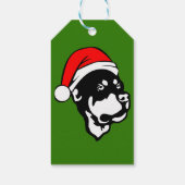 Rottweiler Dog draagt een rode kerstkerstkerstkers Cadeaulabel (Achterkant)