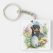 Rottweiler Dog Easter Egg, Happy Easter Rottweiler Sleutelhanger (voorkant)