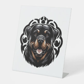 Rottweiler Dog Face Reclamebord Met Voetstuk