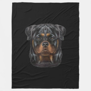 Rottweiler Dog Face Zip Hoodie Fleece Deken