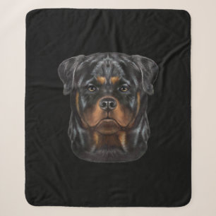 Rottweiler Dog Face Zip Hoodie Sherpa Deken