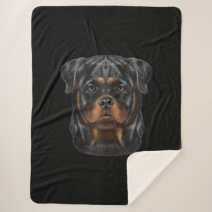 Rottweiler Dog Face Zip Hoodie Sherpa Deken