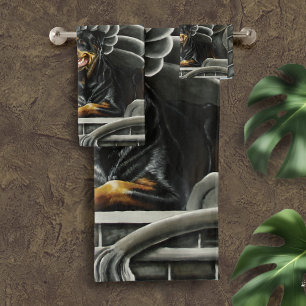 Rottweiler Dog Gargoyle Fantasy Bad Handdoek