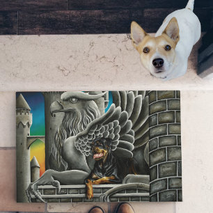 Rottweiler Dog Gargoyle Fantasy Deurmat