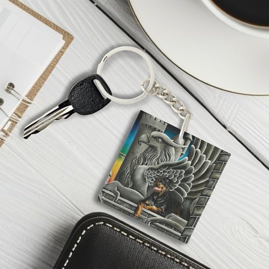 Rottweiler Dog Gargoyle Fantasy Sleutelhanger