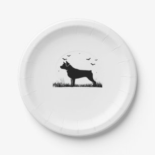 Rottweiler Dog � Halloween Moon Silhouette Oversiz Papieren Bordje