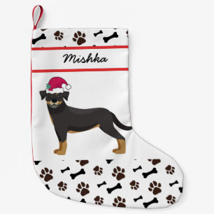 Rottweiler Dog Kerstmis met aangepaste honden-naam Kleine Kerstsok