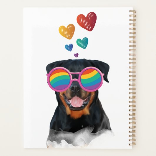 Rottweiler Dog met Hearts Valentijnsdag Planner (Achterkant)