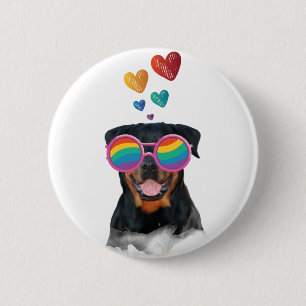 Rottweiler Dog met Hearts Valentijnsdag Ronde Button 5,7 Cm