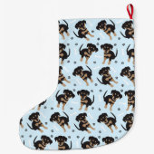 Rottweiler Dog Pattern Blue Grote Kerstsok (Achterkant)
