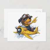 Rottweiler Dog Pilot Vliegtuig Briefkaart (Voorkant / Achterkant)