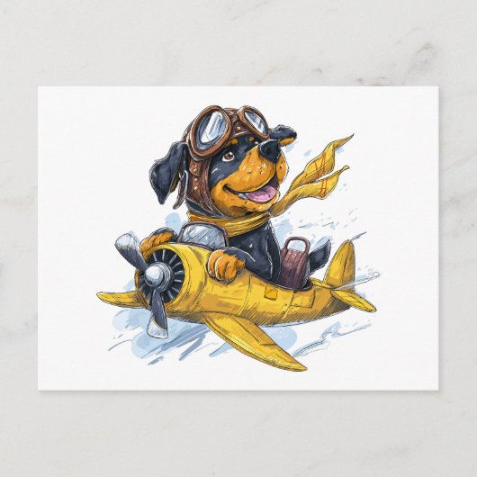 Rottweiler Dog Pilot Vliegtuig Briefkaart (Voorkant)