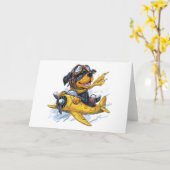 Rottweiler Dog Pilot Vliegtuig Kaart (Gele Bloem)
