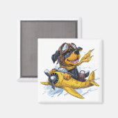 Rottweiler Dog Pilot Vliegtuig Magneet (Voorkant / Achterkant)