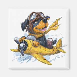 Rottweiler Dog Pilot Vliegtuig Magneet