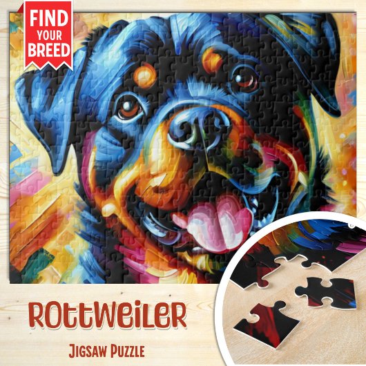 Rottweiler Dog Portrait Acryl Art Print Hond Legpuzzel