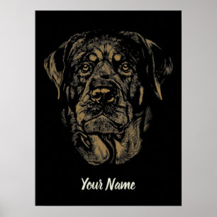 Rottweiler Dog  Portret Rottie Design Poster