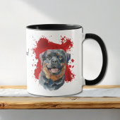 Rottweiler Dog Red Abstracte Achtergrond Mok