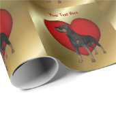 Rottweiler Dog Red Heart Cadeaupapier (Rol Hoek)