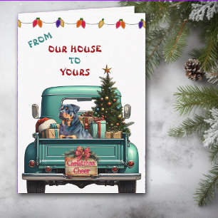 Rottweiler Dog Retro Boerderij Truck Kerst Kaart