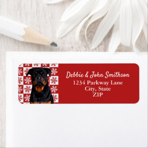 Rottweiler Dog Return Address Animal Kerstmis Etiket