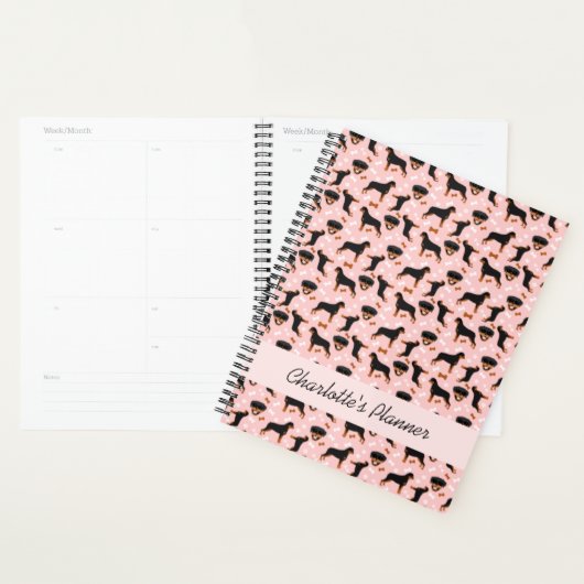 Rottweiler Dog Rotties Calendrier rose (Devant avec enveloppe)