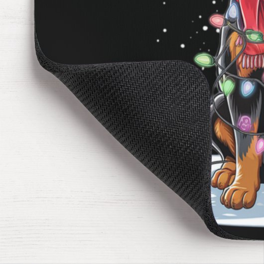 Rottweiler Dog Santa Hat Christmas Tree Light Xmas Muismat (Hoek)