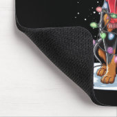 Rottweiler Dog Santa Hat Kerstboom Light Xmas Muismat (Hoek)