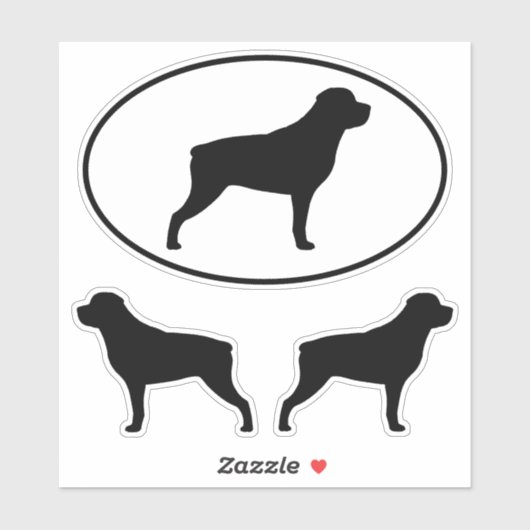 Rottweiler Dog Silhouettes Vinyl Sticker Set (Vel)