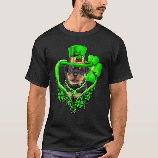 Rottweiler Dog St Patricks Day Lover Irish Shamroc T-shirt (Voorkant)