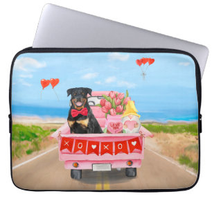 Rottweiler Dog Valentijnsdag Truck Hearts Laptop Sleeve