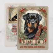 Rottweiler Dog Vintage Kerst Kaart (Voorkant / Achterkant)