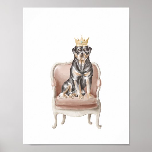 Rottweiler Dog Wearing Royal Crown Poster (Voorkant)