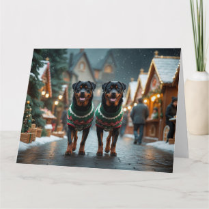 Rottweiler Dogs Kerst Sneeuw Vakantie Kaart