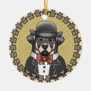 Rottweiler draagt bril keramisch ornament