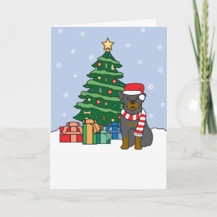 Rottweiler en Kerstboom Feestdagen Kaart